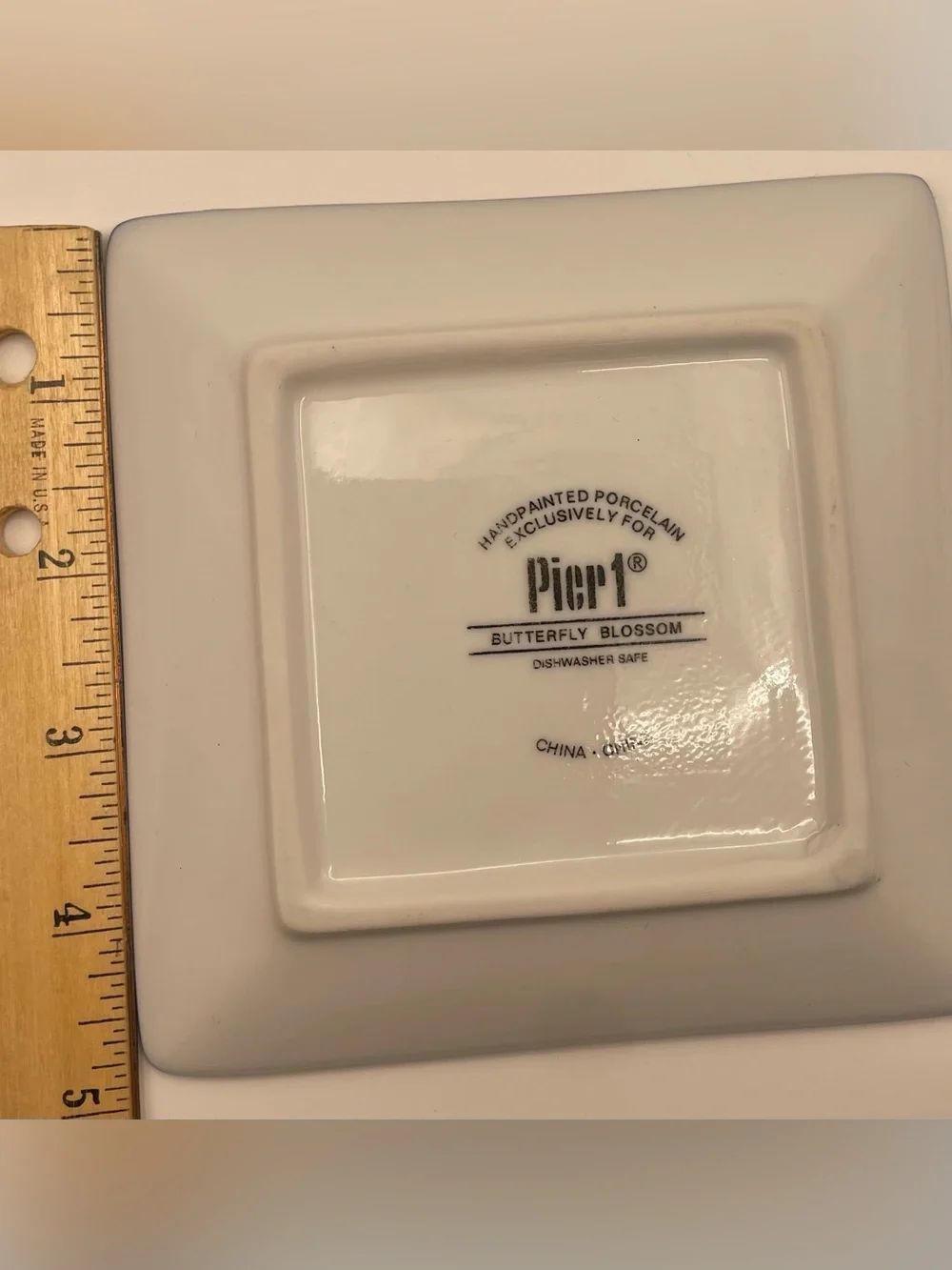 Pier 1 Butterfly Blossom Small Porcelain Square Plate Approx. 5” x 5”